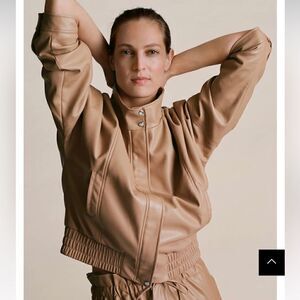 Mango beige Faux Leather Jacket NEW without tags size XS